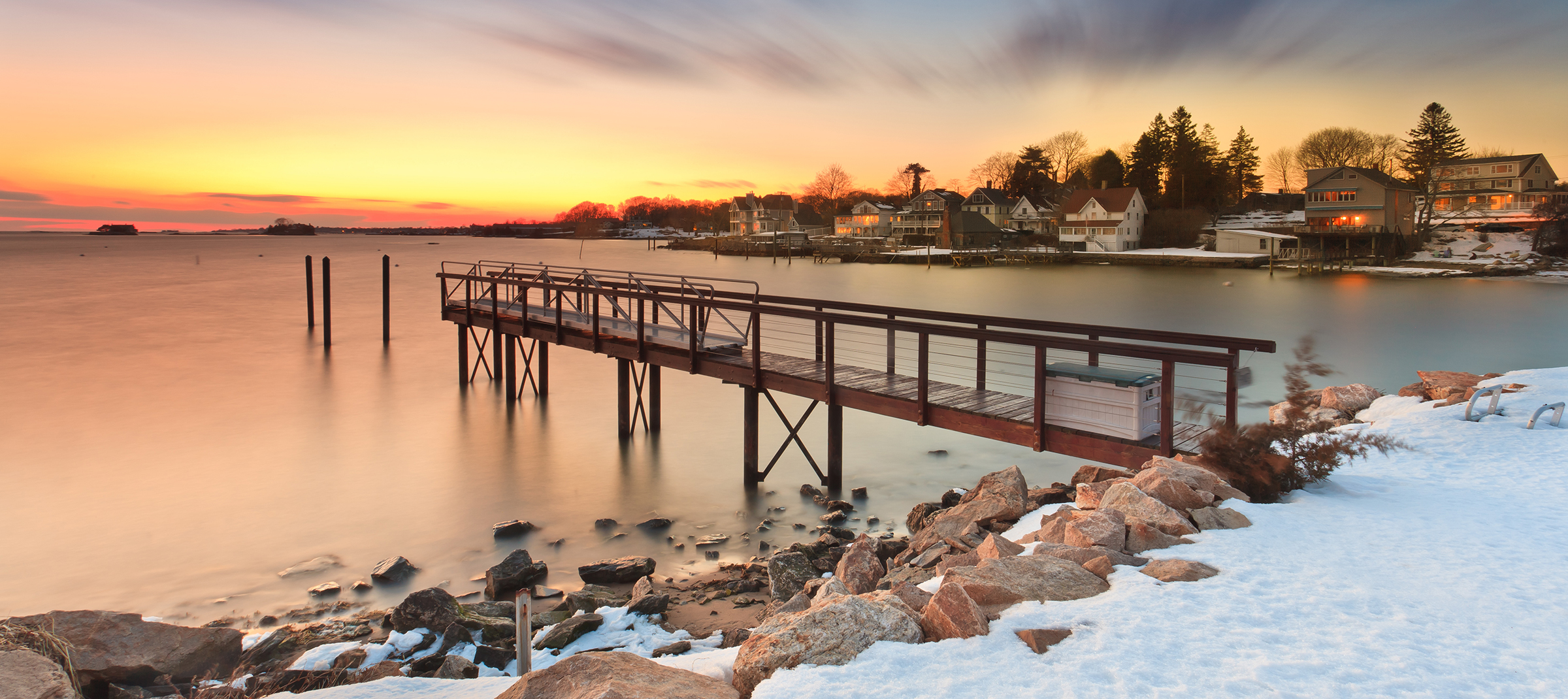 Dusk at the Pier, captured during the winter in Stony Creek, Brandford Connecticut